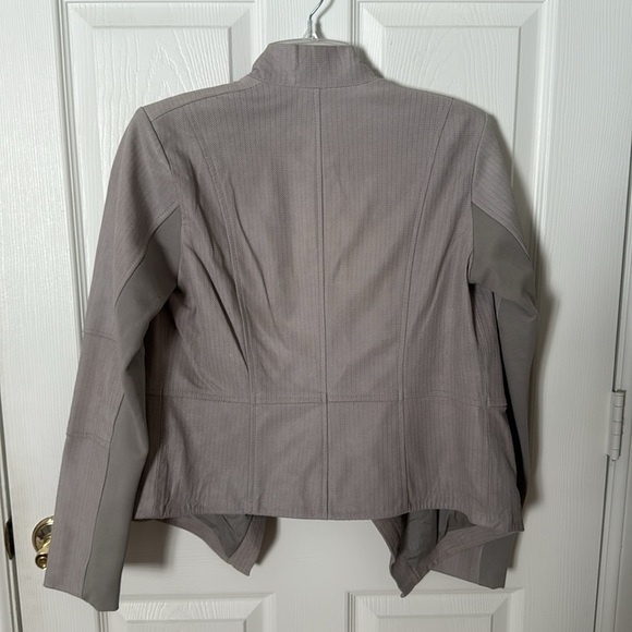 G.I.L.I. Gray leather Blazer Asymmetrical size 4 - Picture 4 of 5